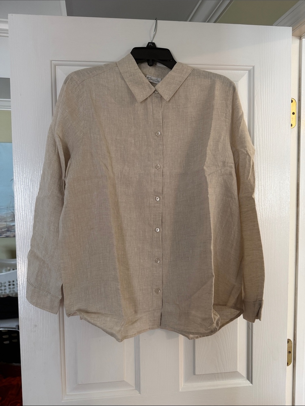 Kim Rogers Petite Natural Beige Linen Top
